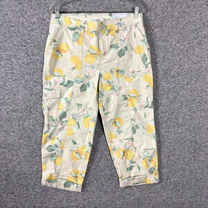 NEW Chico's Women's Size 1 Lemon Poplin Straight Leg Cropped Cargo Pants